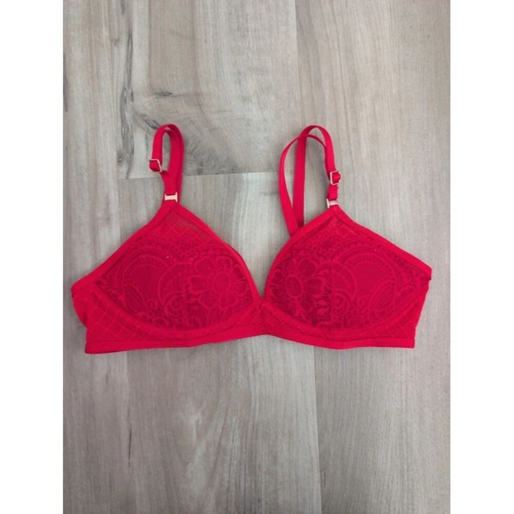 Aerie Real Power Wireless Push Up Bra in Red, 32B (D4)